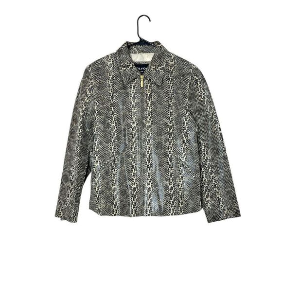 Vintage Wilsons 100% Leather Snake Print Jacket Size XL - Picture 1 of 11